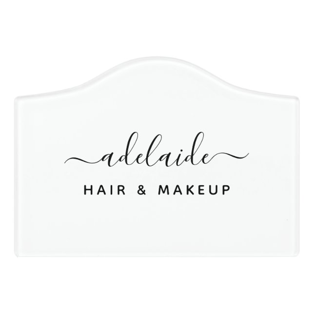 Modern Elegant Chic Monogram Name Script White Door Sign (Small Crest Front)