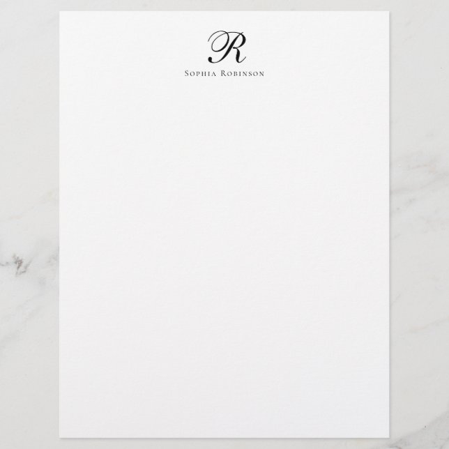 Modern Elegant Chic Monogram Professional Business Letterhead (Front)