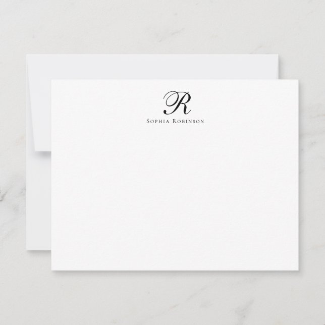 Modern Elegant Chic Monogram Professional Business Note Card (Front)