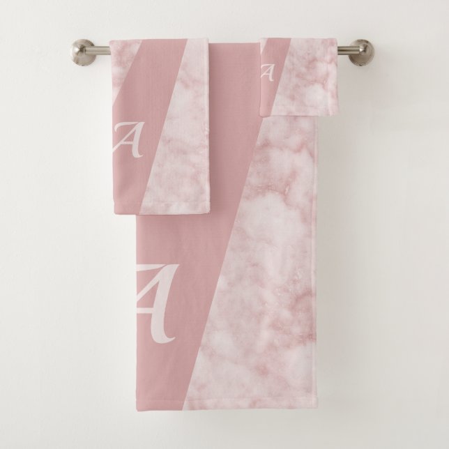 Modern elegant chic monogrammed initial trendy bath towel set (Insitu)
