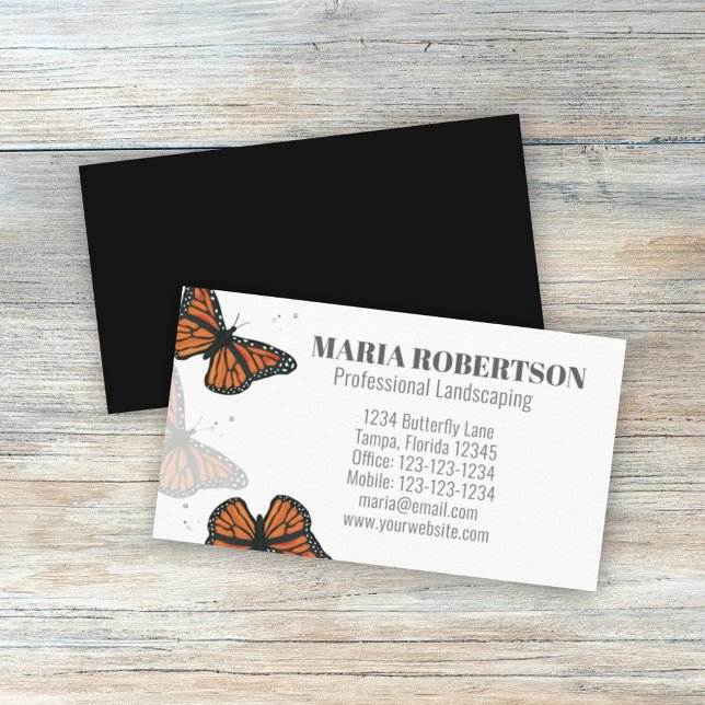 Modern Elegant Chic Nature Monarch Butterflies Business Card (Creator Uploaded)