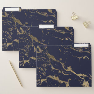 Modern elegant chic navy blue gold marble pattern file folder