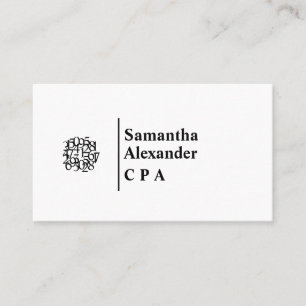 Modern Elegant Chic Numbers Logo Accountant Business Card
