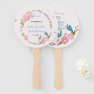 Modern elegant chic pink Floral with butterfly Hand Fan