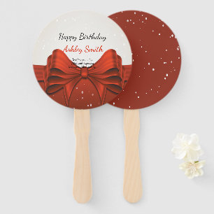 Modern elegant chic red ribbon  sweet 16 hand fan
