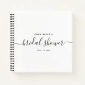 Modern Elegant Chic Script Bridal Shower Guest Notebook (Front)