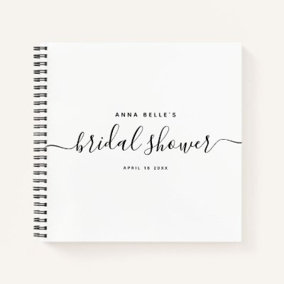 Modern Elegant Chic Script Bridal Shower Guest Notebook