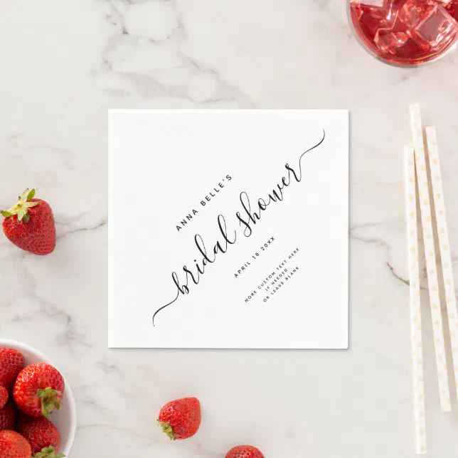 Modern Elegant Chic Script Bridal Shower Napkins | Zazzle