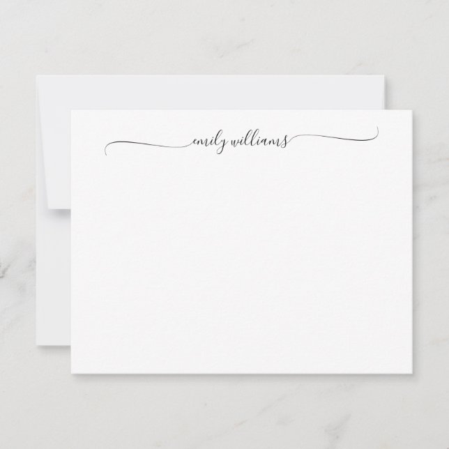 Modern Elegant Chic Script Name Note Card (Front)