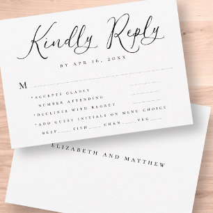 Modern Elegant Chic Simple Minimalist Wedding RSVP Card