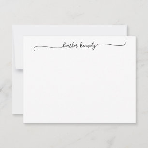 Modern Elegant Chic Swash Script Name Calligraphy  Note Card