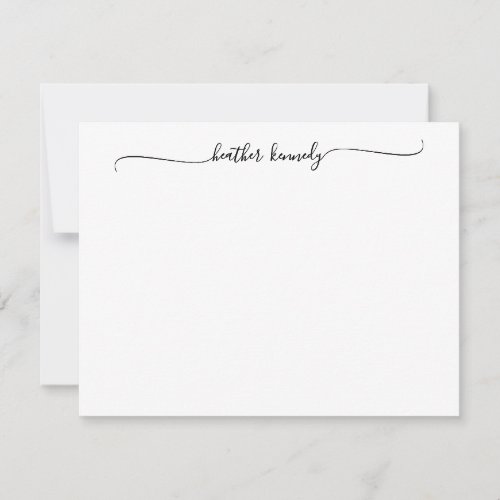 Modern Elegant Chic Swash Script Name Calligraphy  Note Card