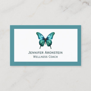 Modern Elegant Chic Teal Butterfly Business Card