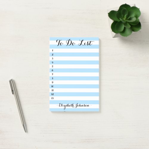 Modern Elegant Chic Trendy Blue Lined To Do List Post_it Notes