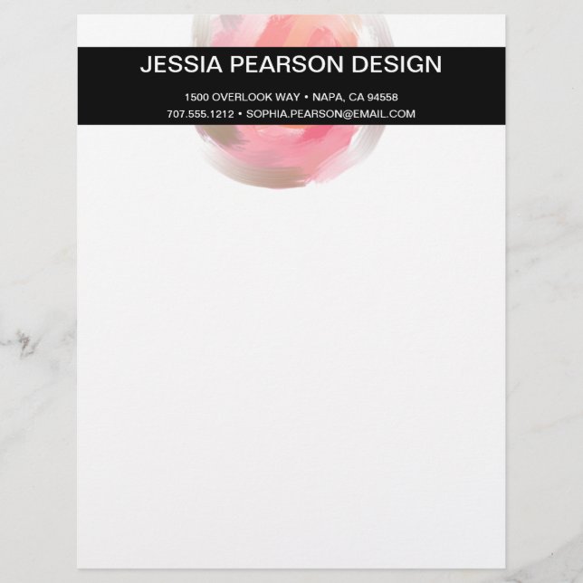 Modern Elegant Chic Watercolor Logo Letterhead (Front)