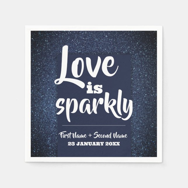 Modern Elegant Chic Wedding Engagement Glitter  Napkins (Front)