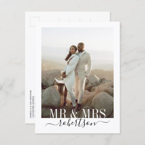 Modern Elegant Chic Wedding Thank You Postcard