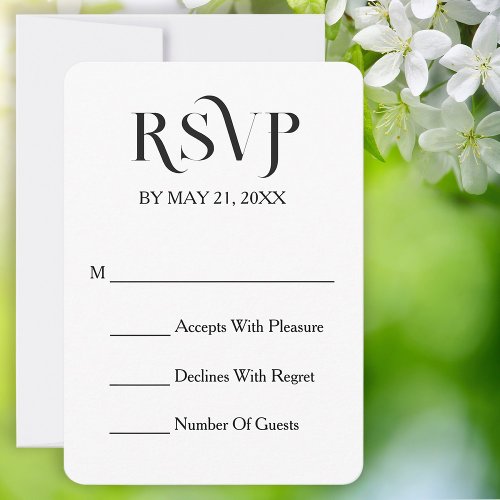 Modern Elegant Chic White RSVP Card