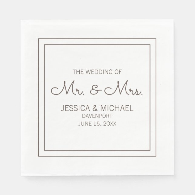 Modern Elegant Chic White Wedding Napkins (Front)