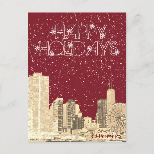 Modern Elegant Chicago City Skylin ecard Postcard