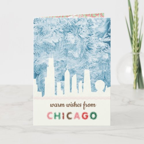 Modern Elegant Chicago City Skyline Holiday Card