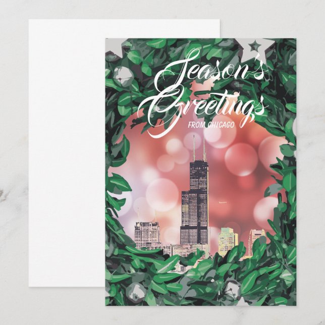 Modern Elegant Chicago City Skyline Invitation (Front/Back)