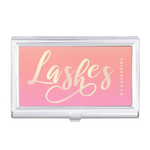 Modern elegant chick gold lashes extension business card case