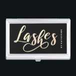 Modern elegant chick gold lashes extension business card case<br><div class="desc">Beautiful and elegant design in faux gold and black.</div>