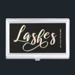Modern elegant chick gold lashes extension business card case<br><div class="desc">Beautiful and elegant design in faux gold and black.</div>