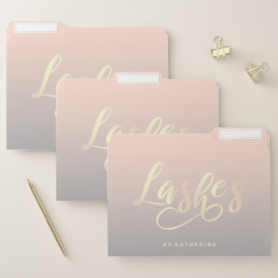 Modern elegant chick gold lashes gradient file folder