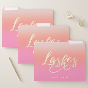 Modern elegant chick gold lashes gradient file folder