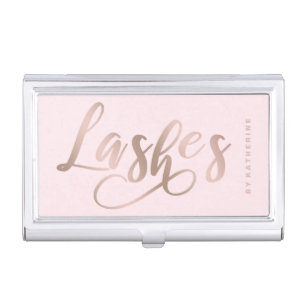 Modern elegant chick rose gold lashes extension business card case