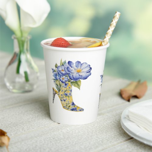 Modern Elegant Chinoiserie Floral High_Heel  Paper Cups