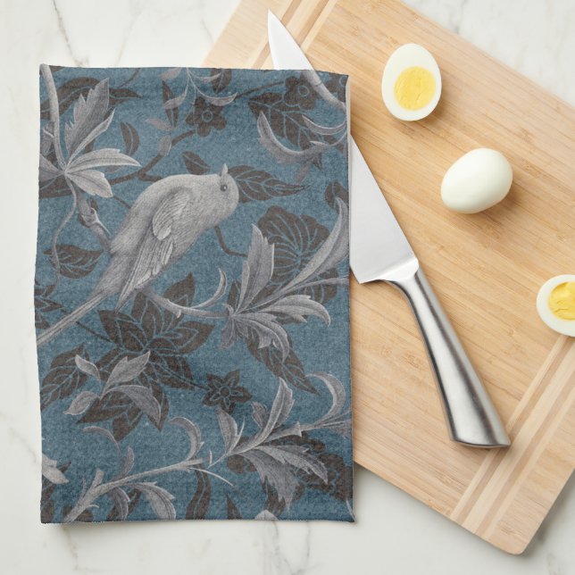Modern Elegant Chinoiserie Floral Pattern Kitchen Towel (Quarter Fold)