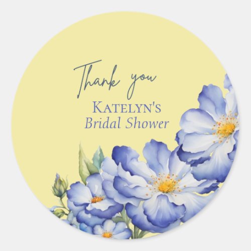 Modern Elegant Chinoiserie Floral Thank you Classic Round Sticker