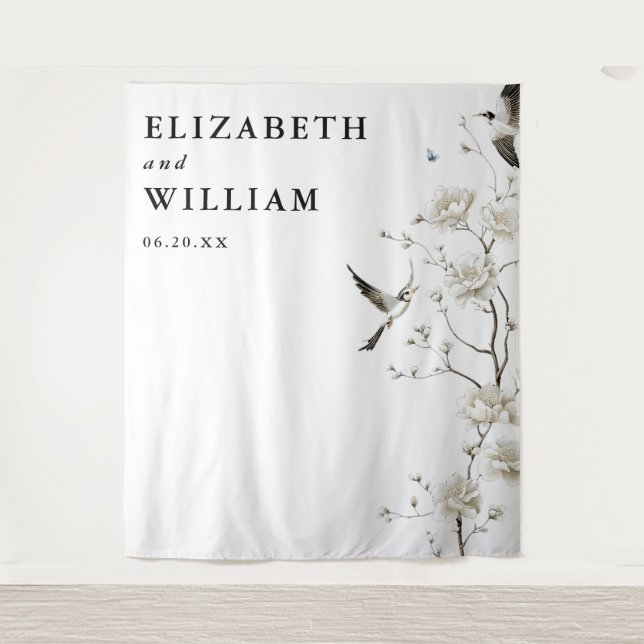 Modern Elegant Chinoiserie Wedding Photo Backdrop (Front)