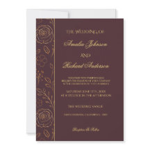 Modern Elegant Chocolate Gold Floral Wedding 