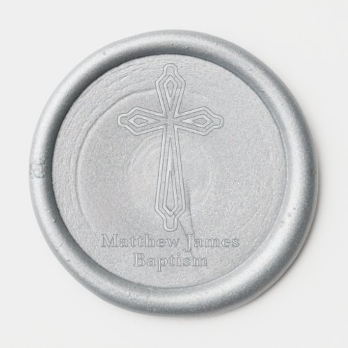 Modern Elegant Christian Cross Baptism Wax Seal Sticker
