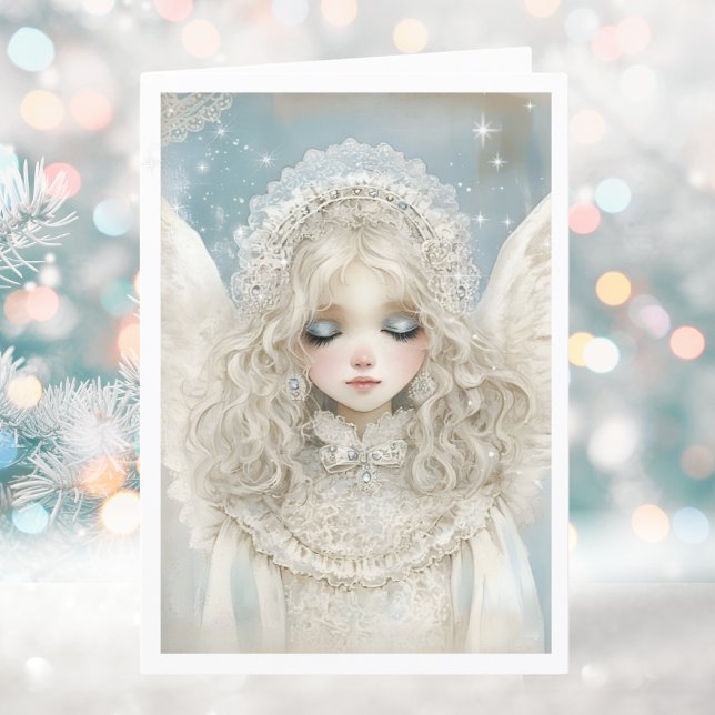 Modern Elegant Christmas Angel Sparkle Holiday Card (Creator Uploaded)