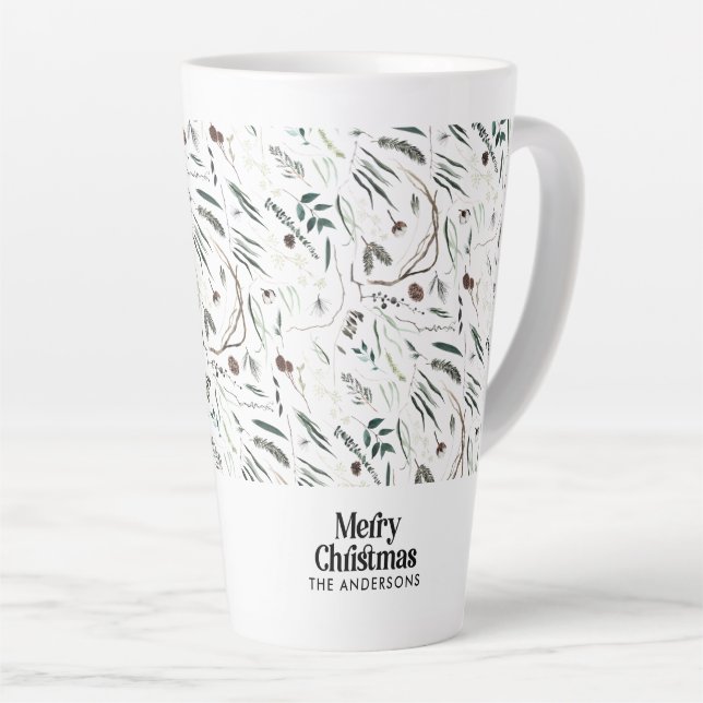 Modern elegant Christmas botanical rustic Coffee M Latte Mug (Right Angle)