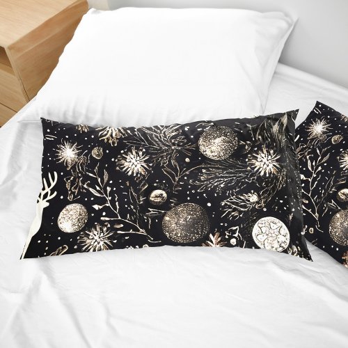  Modern Elegant Christmas Festive Black Pillow Case