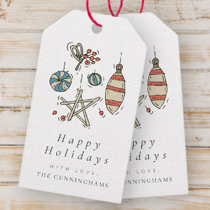 Modern Elegant Christmas Happy Holidays Greeting Gift Tags