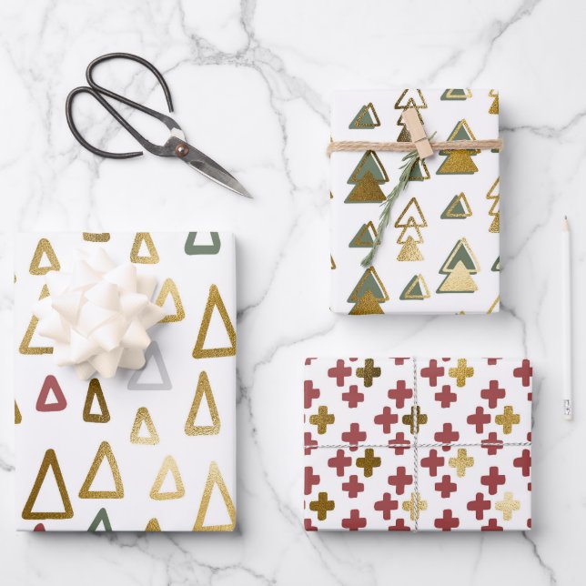 Modern Elegant | Christmas Holiday Doodles Wrapping Paper Sheets (Front)