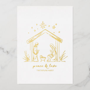 modern elegant Christmas Nativity gold Foil Holiday Card