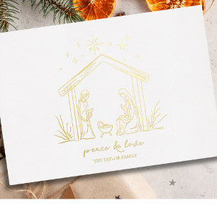 modern elegant Christmas Nativity gold Foil Holiday Card