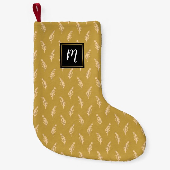 Modern Elegant Christmas Pattern Monogram Small Christmas Stocking (Front)