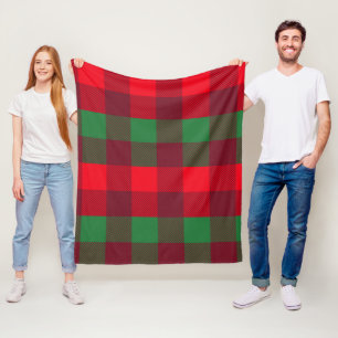 Modern Elegant Christmas Red & Green Buffalo Plaid Fleece Blanket