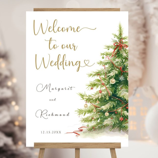 Modern Elegant Christmas Wedding Welcome Sign (Creator Uploaded)