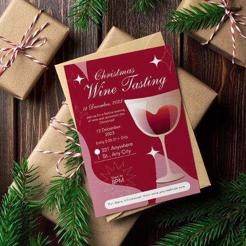 Modern Elegant Christmas Wine Tasting  Invitation
