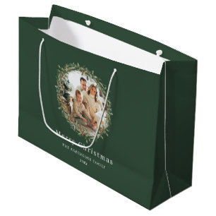 Modern elegant Christmas wreath Large Gift Bag